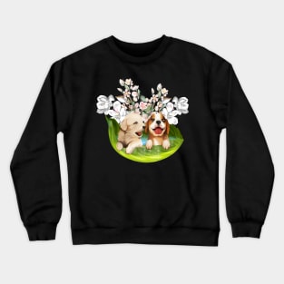 Cute puppys playing in the water Crewneck Sweatshirt